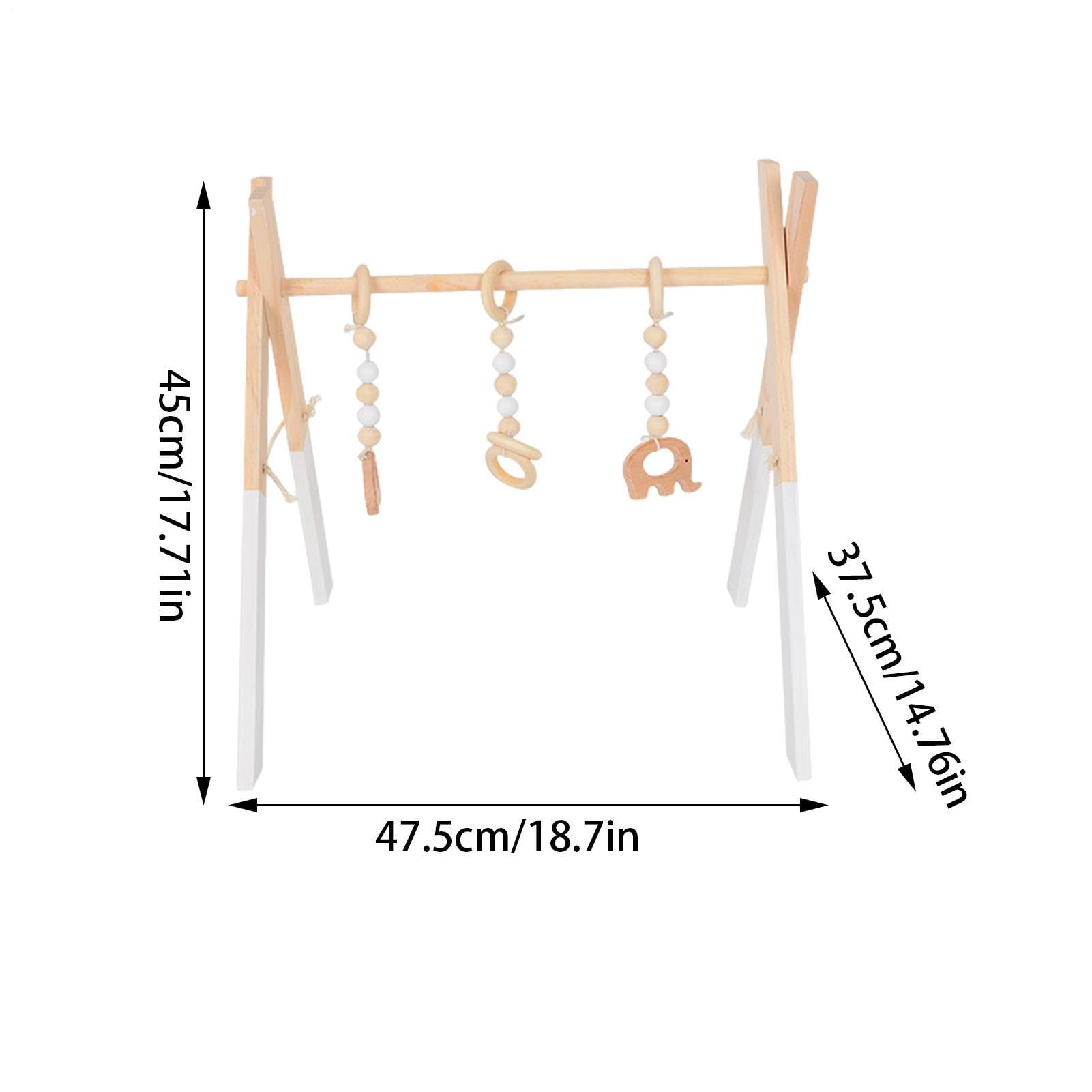 Gym En Bois, Portique D'Activités Pour Bébé Avec 3 Pendentifs, Jouet De Gymnastique Pliable, D'apprentissage Pour Nouveau-nés Centre D'Activité Pliable D'éveil Cadeau De Naissance