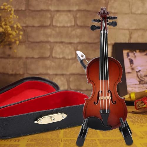 Tiny Violin with Sound, Mini Violin That Plays Sad Music, World Smallest Miniature Violin for Your Sob Story, Tiny Violin with Bow and Violin Case (6 cm)