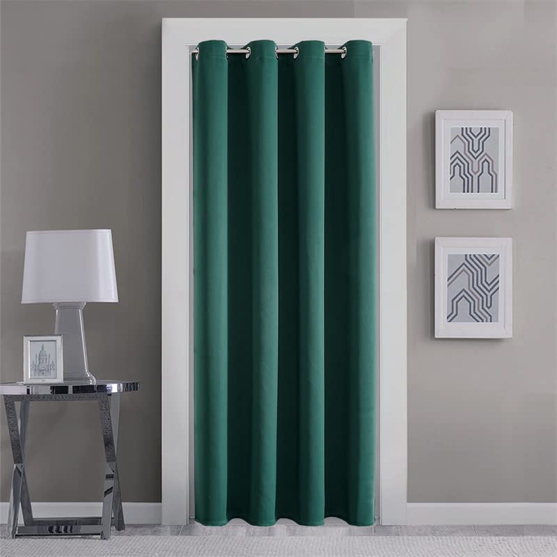 GYROHOME Dark Green Grommet Solid Doorway Curtains, Drapes Blackout Room Darkening Treatment, Single Panel, for Doors Windows-39x78inch
