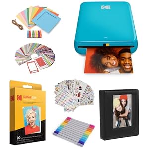 Kodak Step Instant Photo Printer with Bluetooth/NFC, ZINK Technology & Kodak App for iOS & Android (Blue) Starter Bundle
