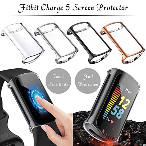 OMG 12 Pack Watch Bands and Screen Protector Compatible with Fitbit Charge 5, Breathable Wrist Bands