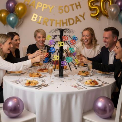 Image of Wanna Party 50th Birthday Cascade Centerpiece 14 inch