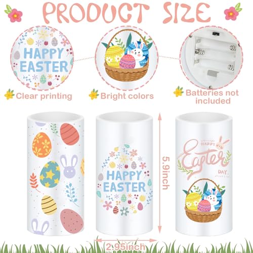 Image of 3 Pcs Easter Flameless Candles with Timer Remote | Rabbit Egg Design,Battery Operated Candle,Happy Easter Day Gift for Bedroom Living Room Decor Farmhouse