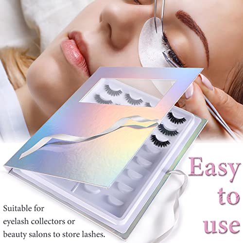 Noverlife 16 Pairs Eyelash Packaging Book, False Eyelash Holder Extension Container Eyelash Display Tray, Empty Eyelash Sample Protect Case Lash Catalog Book For Beauty Salon Business - Holographic #TOP3