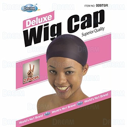 DREAM Deluxe Wig Cap Brown 12 pieces (Model: 097 BROWN), Spandex cap