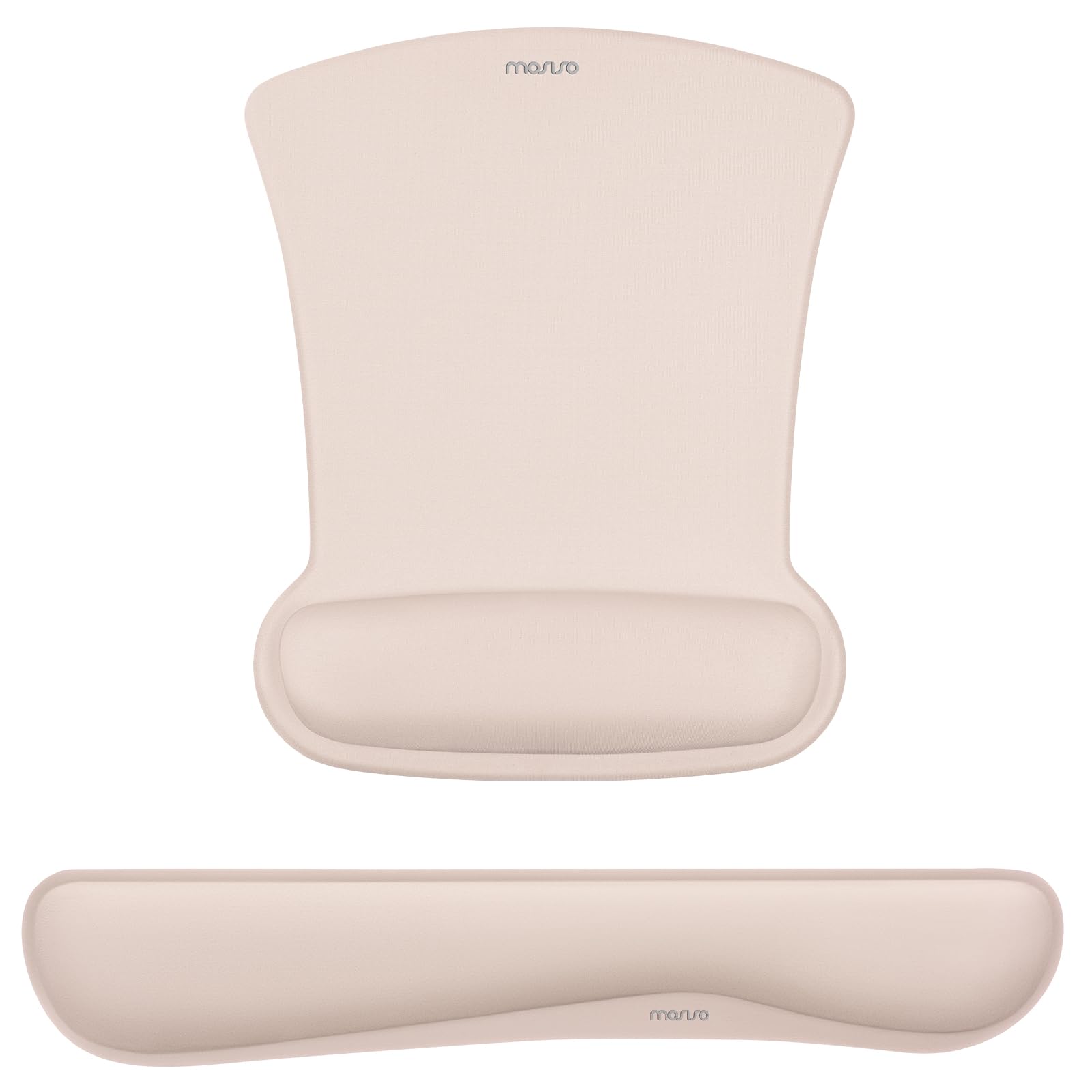 MOSISO Poggiapolsi Supporto per Mouse Tampone&Tastiera Set,Ergonomico Mousepad Antiscivolo Base Casa/Ufficio Pain Sollievo&Facile Typing Cuscino con Neoprene Tissue&Alzato Memoria Foam,Albicocca