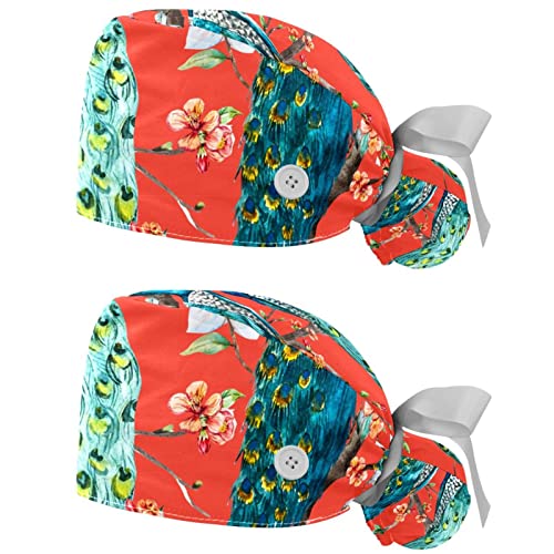 Chapeaux de travail respirants JDEZ à motif de paons et fleurs pour hommes et femmes