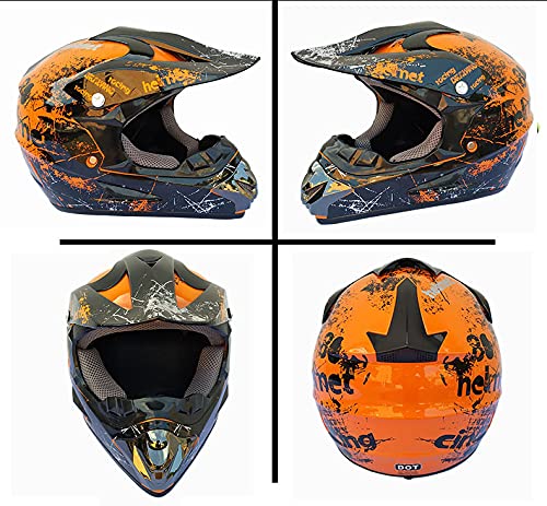 Woljay Motocross Helmet for Youth, Adults - Full Face Dirt Bike ATVHelmet - 3 Gift