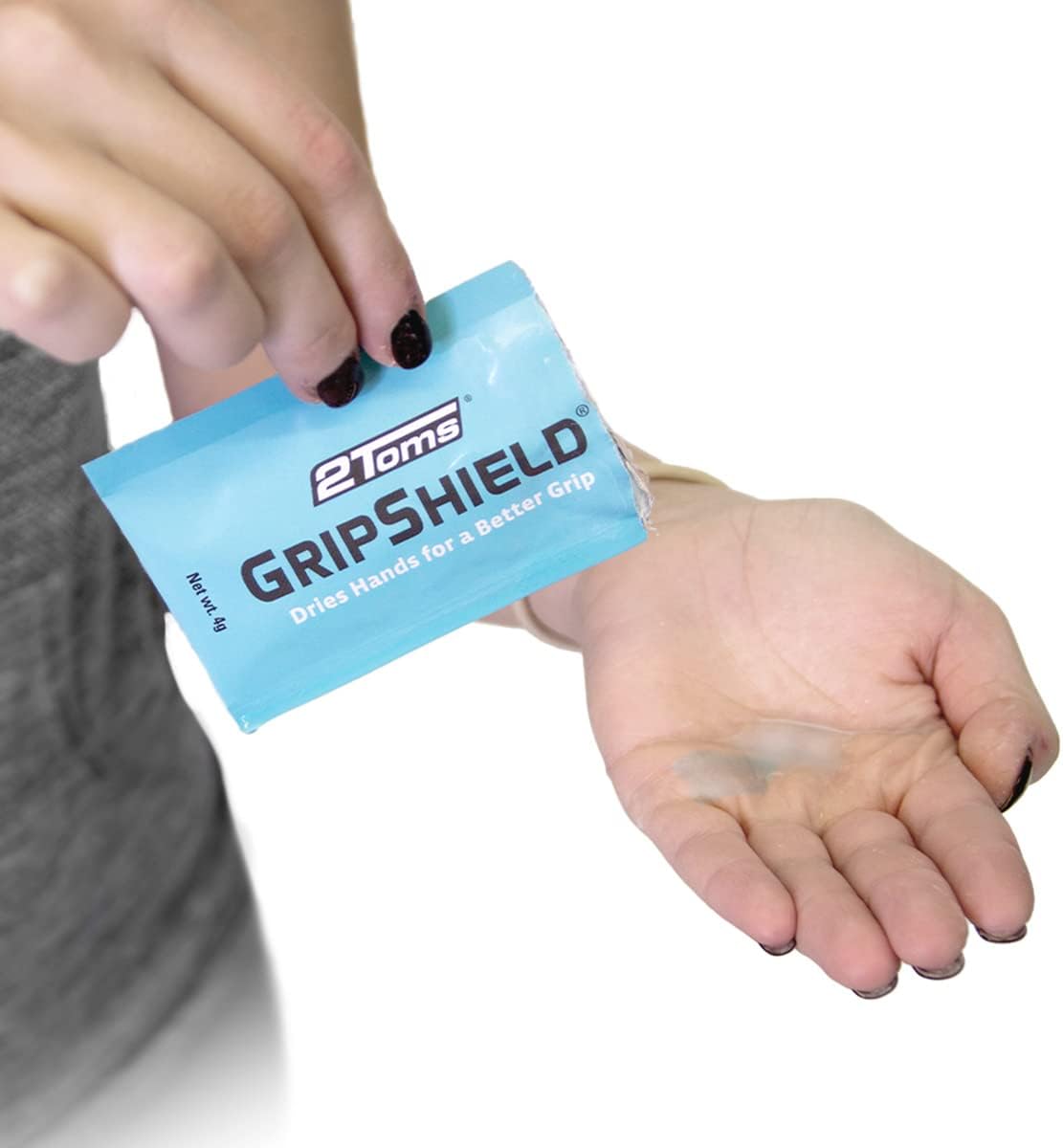 2Toms GripShield, Non-Sticky Grip Enhancer, Dry Grip Solution for Sweaty Hands, Tennis, Pickleball, Golf, Pole Dancing, and Gaming, Combo Pack, 1.5 Ounce Bottle and 6 Single-Use Packets