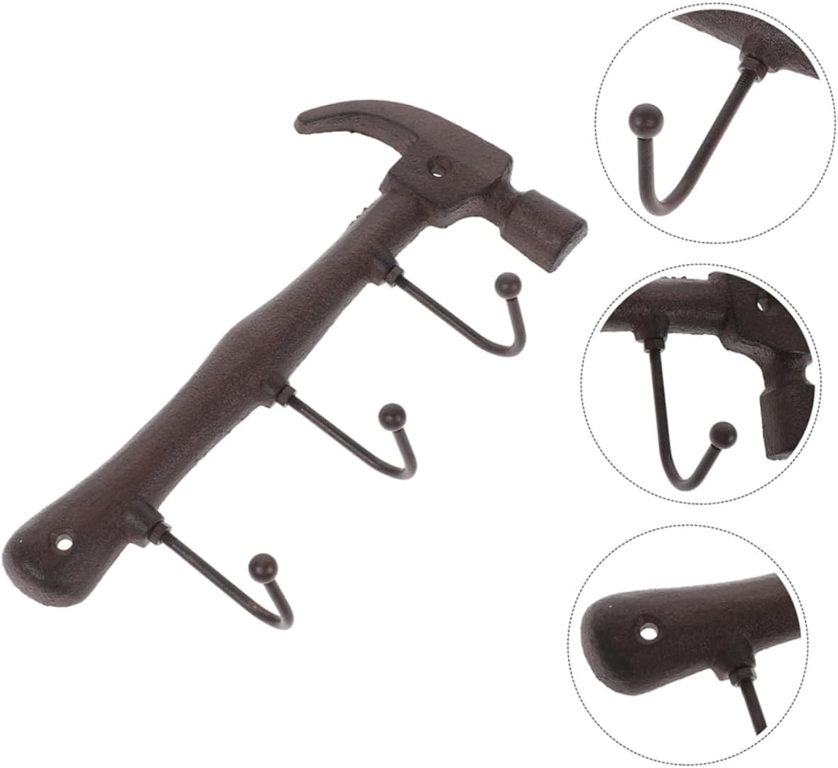 Vintage Industrial Style Hammer Shape Metal Wall Hooks 2pcs Cast Iron Coat Hat Hangers with Screws for Home Storage and Entryway Organization