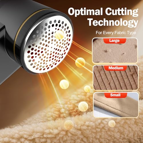 Z-TIISON Electric Lint Remover, Portable Fabric Shaver Defuzzer With 6-Leaf Blades, Dual Protection, Removable Bin, Quickly Remove Fuzz, Lint Balls, Pills, Bobbles From Clothes (Black&Gold) - 5