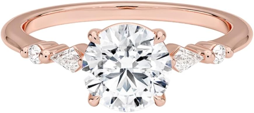 VIVARIS & CO. 1-5 CT Round Cut Moissanite Engagement Ring for Women VVS1 Colorless, Soraya 10K/14K/18K Solid Gold, 925 Sterling Silver Moissanite Ring Christmas Gift For Her