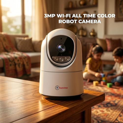 Image of Trueview 3MP Wi-Fi ATC Robot Camera | BIS-ER (STQC Certified) WiFi CCTV Camera | All Time Color Night Vision | Pan Tilt | Smart Tracking | 2-Way Audio | Memory Card & Cloud | Alexa | T18296S