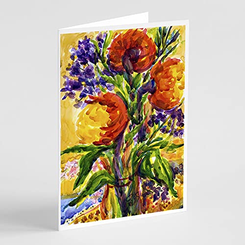 Caroline's Treasures 6074GCA7P Flower Greeting Cards and Envelopes Pack of 8 Blank Cards with Envelopes Whimsical A7 Size 5x7 Blank Note Cards