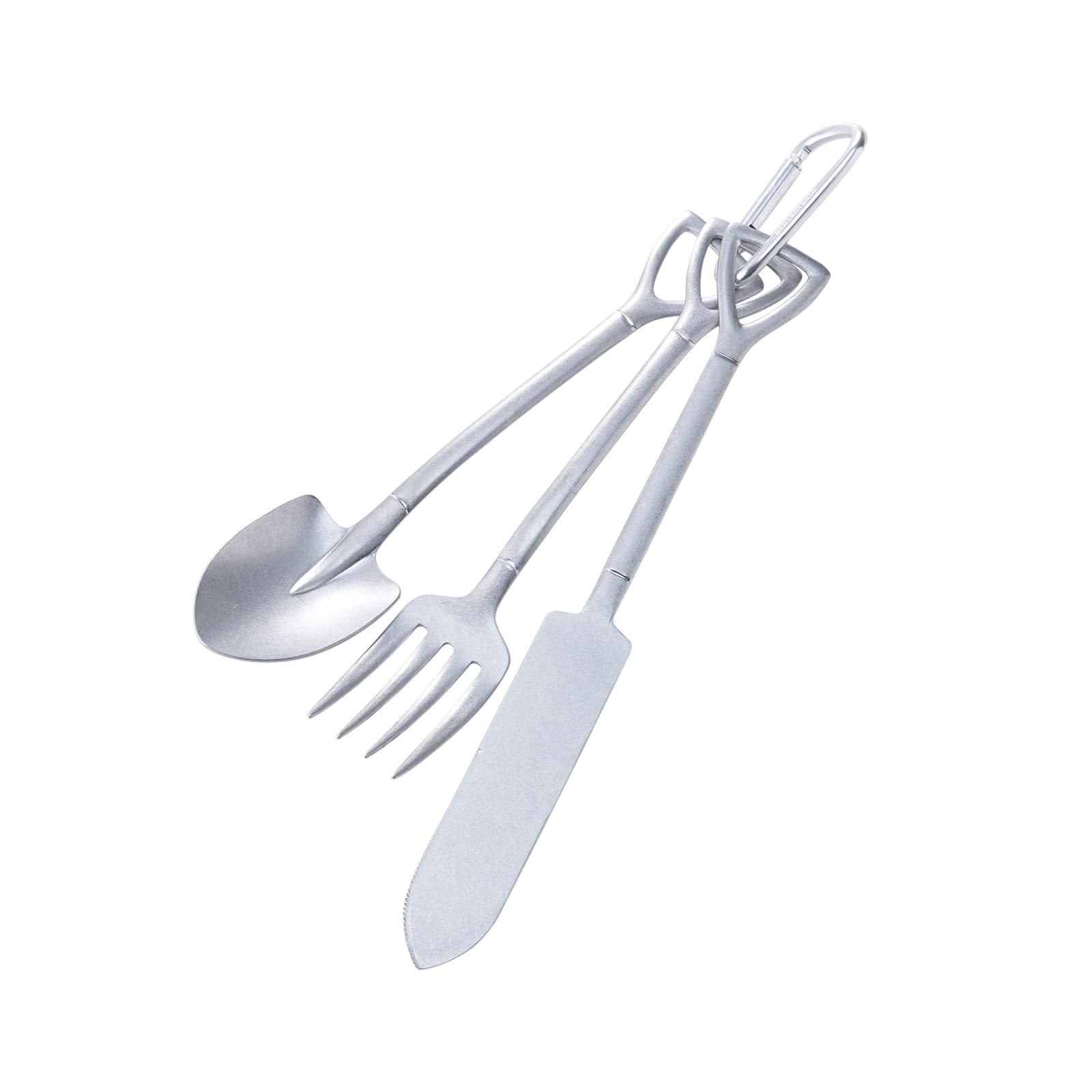 青芳 ヴィンテージイノックス スコップL 3PCSセット カラビナ付き 日本製 VINTAGEINOX 【正規販売品】 アウトドア キャンプ ベランピング 携帯 VINTAGEシルバー