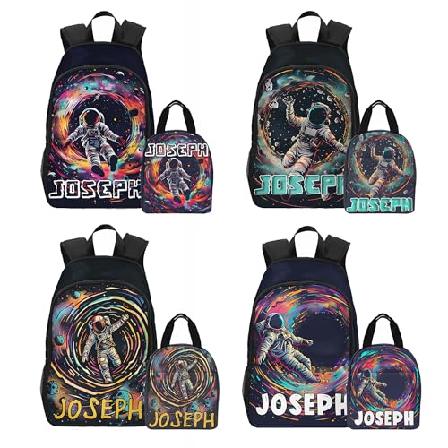 Custom Kids Backpack Back to School Supplies for Boys Personalized School Backpack Set with Lunch Box Astronaut Backpack School Bag Bookbag for Students Elementary Children Travel2