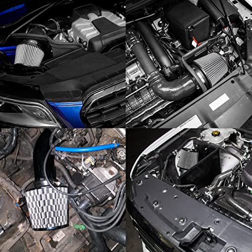 Alavente Car Air Intake Kit 3" Universal Cold Air Intake Pipe Kit Aluminium Automotive Air Intake Air Filter Induction Flow Hose Pipe Kit (Black) #TOP5