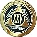 Recoverychip 25 Year AA Medallion Elegant Black Gold Silver Bi-Plated Alcoholics Anonymous Chip