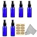 6 pack Blue Spray Bottles, 1 oz (30ml) Empty Plastic Fine Mist Sprayer with Labels and Microfiber Cleaning Cloth