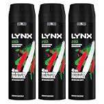 Lynx XL Africa Body Spray Deodorant for Men 3 Pack, 48-Hour Odour Protection Warm Scent of Mandarin and Sandalwood, Men's Deodorant Spray with Zinc Technology, 200ml Each