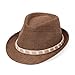 thuizen Men's and Women Mediterranean Panama Straw Fedora Fashion Travel and Vacation Visor Hat, Coffee