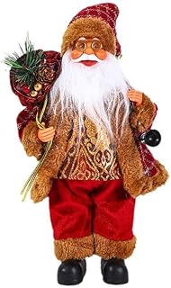 Figurines Père Noël,Shibida Debout Père Noël Rouge 35CM Mini Figurine Père Noël Debout Père Noël Figure Décoration Santa Claus Noël Ornement Poupée Fenêtre Table Accueil Affichage Fête Noël Décoration