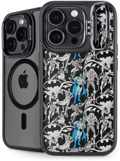 Skinit Kickstand Phone Case Compatible with iPhone 15 Pro Max - Officially Licensed DC Comics Batman and Robin Vintage Action Pose Design