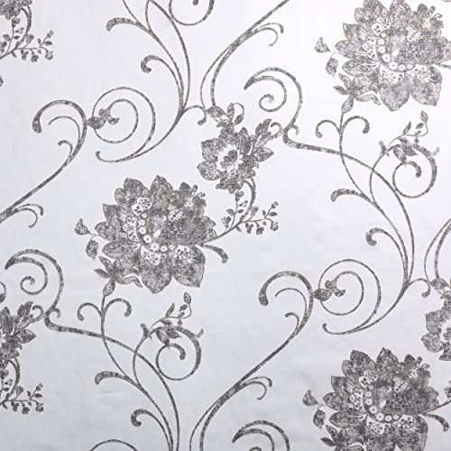 Regal Home Collections Santana Floral Sheer Curtains 2-Panel Set – Sheer Curtains 84 Inch Length 2 Panels Set For Living Room, Bedroom - Grommet Curtains (38In W X 84In L - 2 Panels, Charcoal) #TOP3