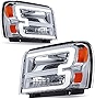 oEdRo LED Headlight for 2005 2006 2007 Ford F250 F350 F450 F550 Super Duty, Headlamp Replacement w/ Daytime Running Light Chrome Housing Clear Lens - Pair Set