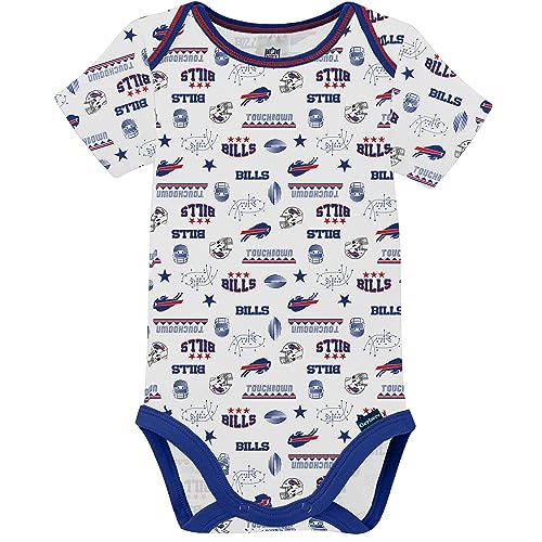 NFL Buffalo Bills 3 Pack Short Sleeve Bodysuit, blue/red/white Buffalo Bills, 6-12 Months by Gerber - Used condition - Image 3