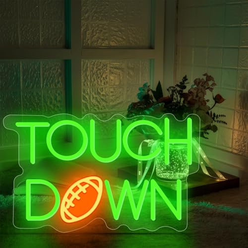 Image of Football Touch Down Neon Sign for Wall Decor, LED Signs, Shaped Neon Light Rugby Lights for Man Cave, Teens, Boys, and Girls' Bedrooms and Game Rooms Decor Fans Present