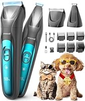 oneisall 2-in-1 Hundeschermaschine & Pfotentrimmer mit LED, Schermaschine Hunde Katze Extra Leise, Wiederaufladbar 2000 mAh, Profi Haustier Trimmer für Dichtes, Lockiges Fell Pfoten Augen Ohren
