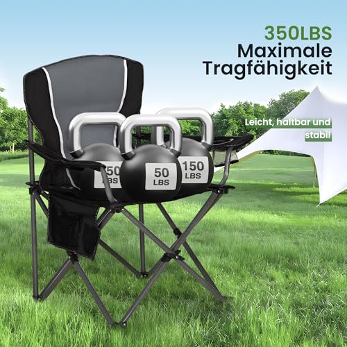 HIGH POINT SPORTS Campingstuhl Faltbar 2er Set, Campingsessel, Klappstuhl – Ansicht 3