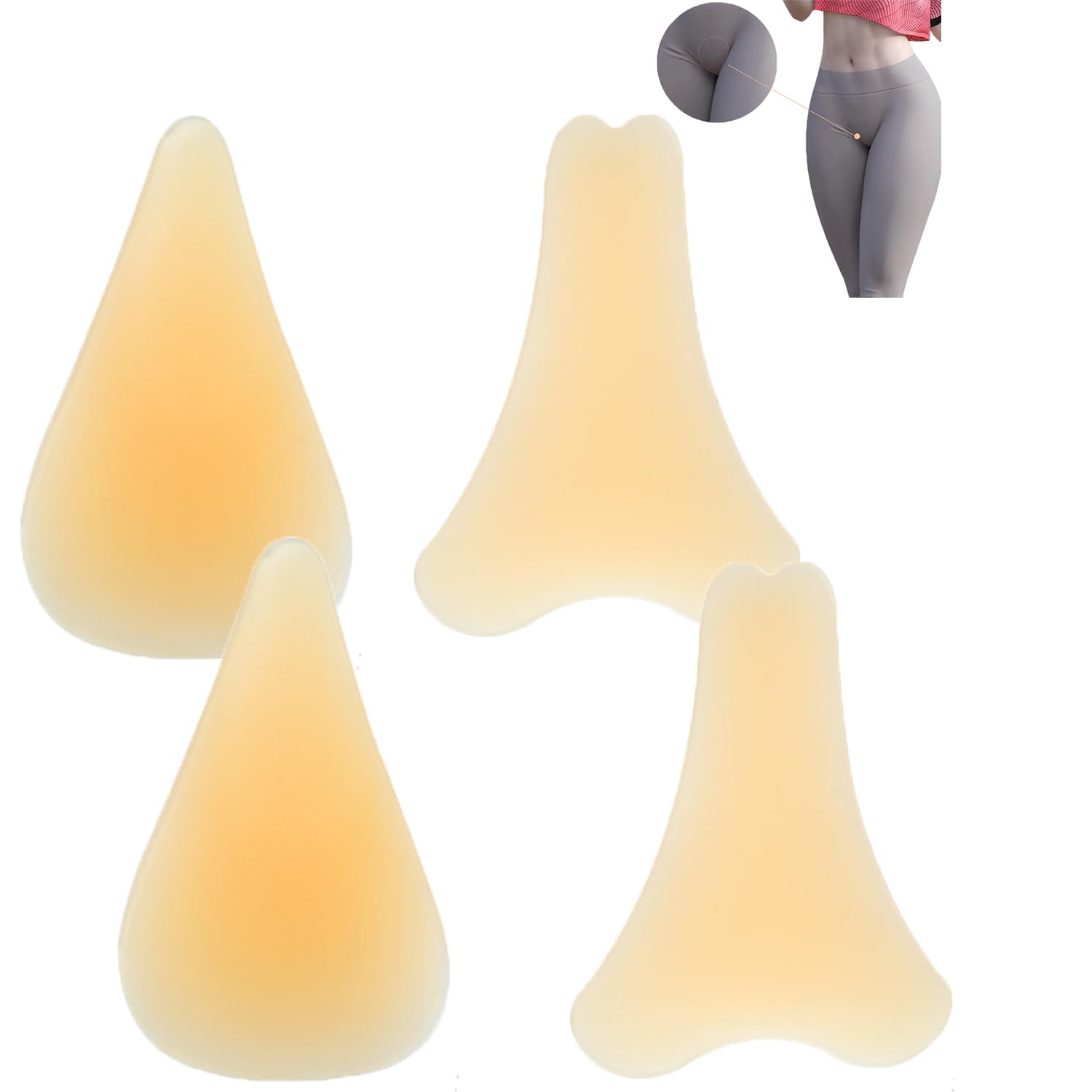 4 Pack Camel Toe Concealer,Camel Toe Underwear for Women,Anti Camel Toe Cover Silicone Insert,Reusable Camel Toe Hider,Silicone Camel Toe Pads for Women,Camel Toe Cover for Leggings Swimsuits all