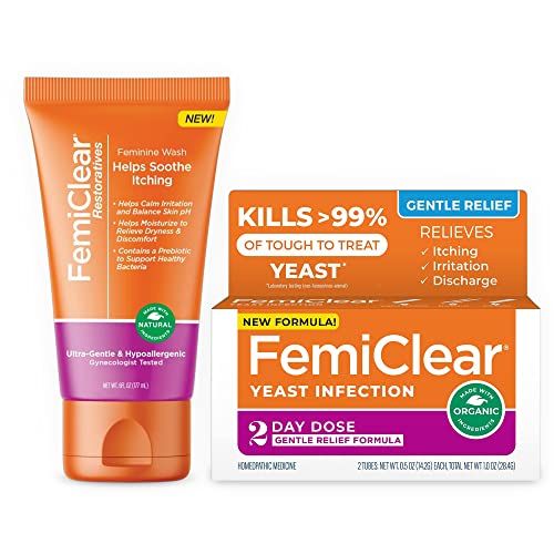 FemiClear 2-Day Dose Yeast Infection Product for Women Feminine Wash, Gentle Relief Formula Infection Product & FemiClear Restoratives Soothing Feminine Wash, Feminine Hygiene Products, Feminine Care