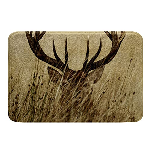 Geweih Badteppiche Retro Hirsch Mikrofaser Badematte 50x80cm Weich Zottelig Badvorleger Landschaft...