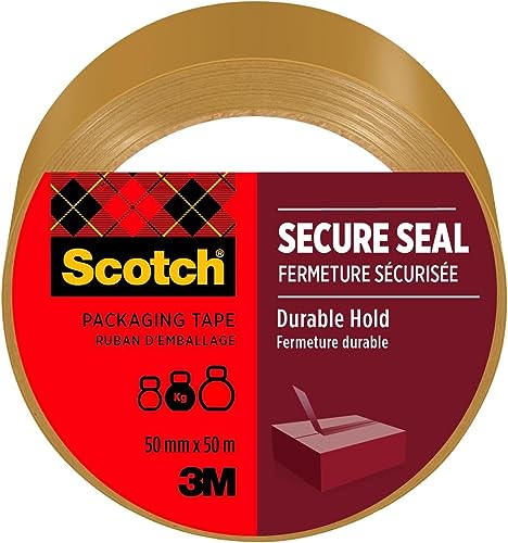 Scotch Ruban Adhésif d’emballage Pour Fermeture Sûre, Havane, 50 mm x 50 m, 1 Rouleaux/Paquet -...