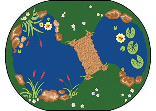 Carpets for Kids 3045 The Pond Playroom Rug 4ft 5in x 5ft 10in Oval Green