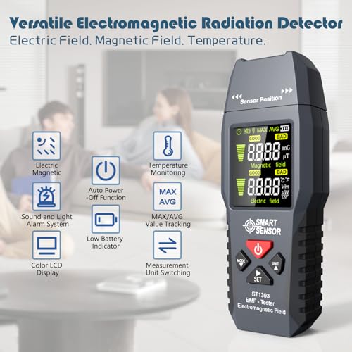 Image of EMF Meter, Handheld LCD EMF Tester, Digital Electromagnetic Field Radiation Detector for Home, Office, Car, Electric Vehicle, Outdoor, Pregnancy Protection