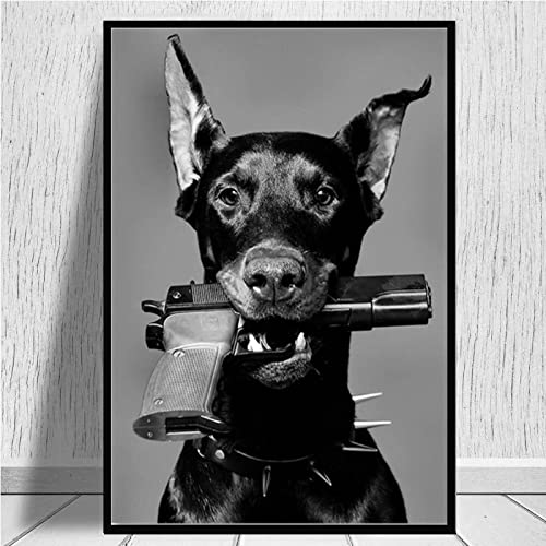Impression murale Doberman décoration salon peinture toile moderne 60x90