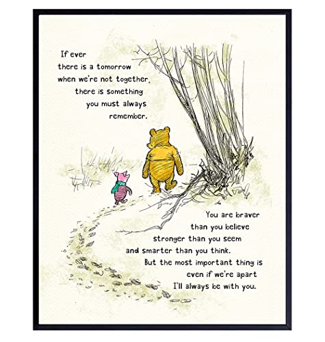 Winnie Wall Art - Pooh Kids Room Decor - Boys - Little Girls Bedroom - Baby Nursery Art - Wall Decor for Toddlers - Inspirational Positive Quotes Picture Poster print
