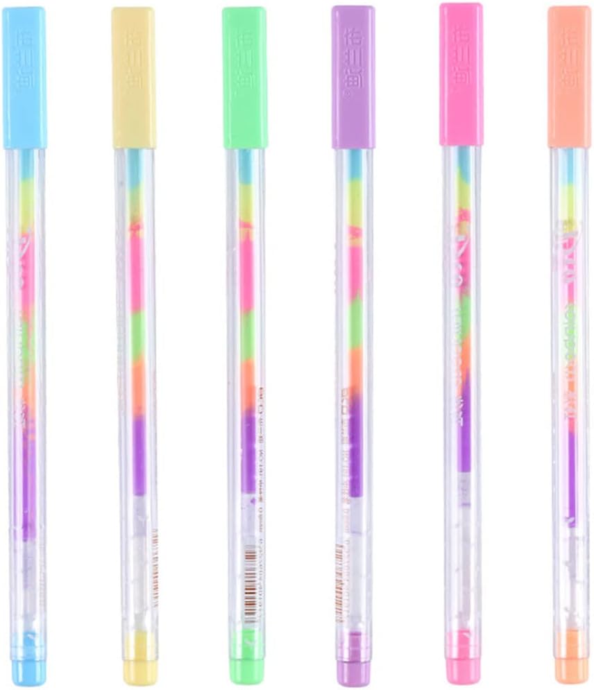YiGo 1 Pcs with 6 Colour Gel Pens, Gradient Colour Pen, Drawing Pen, Bling-Roller Pens, Maker Pens for Scrapbook Deco, Painting, Drawing, Wedding
