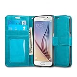 Galaxy S6 Case, J&D [Stand View] Samsung Galaxy S6 Wallet Case [Slim Fit] [Stand Feature] Premium Protective Case Wallet Leather Case for Samsung Galaxy S6 (Aqua)
