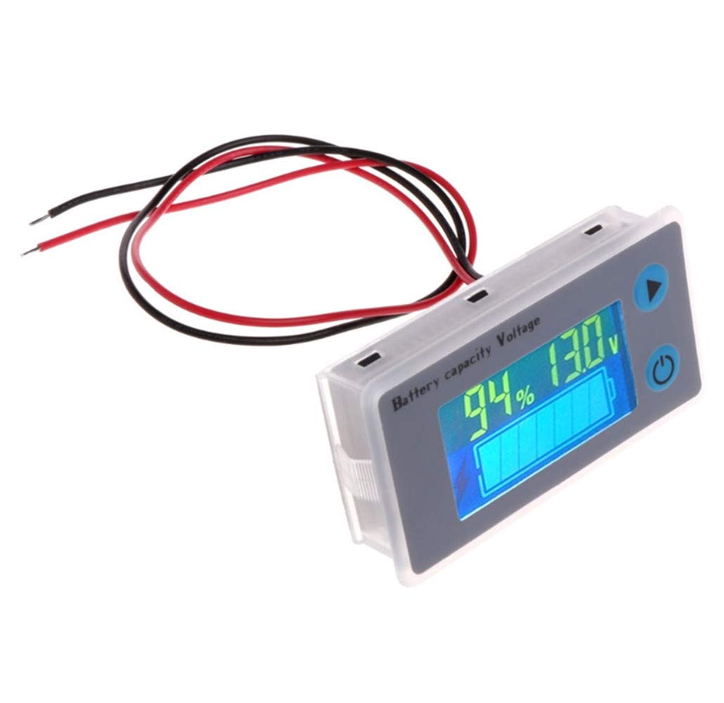ASHATA Spanningscapaciteitstester, batterijvermogen display 12-48V universele batterijcapaciteitsindicator tester voltmeter, LCD-scherm digitale stroomspanning vermogensmeter (blauw