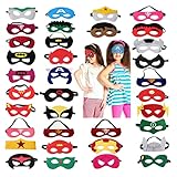 【35 Máscaras diferentes】El paquete incluye 35 máscaras de superhéroes que incluyen spiderman, hulk, flash, captain america y más, ajuste perfecto para niños de 3 años o más. Estas bonitas máscaras son adecuadas Ideal para Fiesta Infantil y Adultos mascarada, fiesta de cumpleaños, Navidad, Halloween, Actividades Escolares y más.