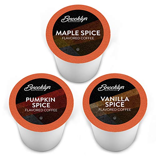 coffee bean k cup sampler - Brooklyn Beans Roastery Coffee Pods, Fall Flavored Variety Pack Sampler, (Pumpkin, Maple, Vanilla) Compatible with K Cup Brewers Including 2.0, 40 Count