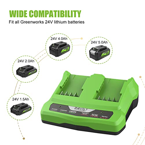 Antrobut 2Pack 6.5Ah Replacement Greenworks 24V Battery 29842 29852 Bag709 Bag710 For Greenworks 24V And 2X24V(48V) Tools With Dual Port Charger #TOP4