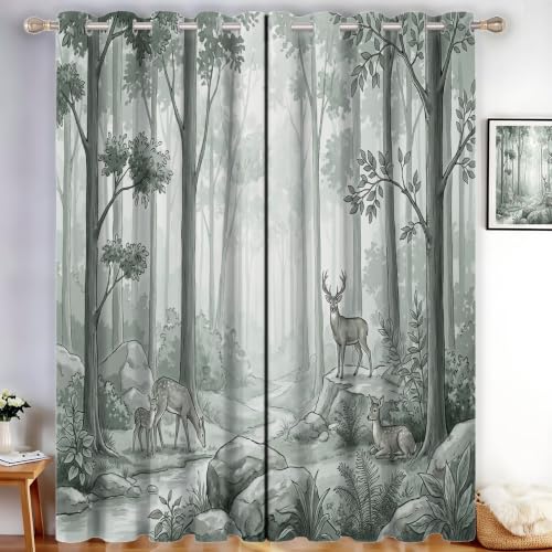 Rideau occultant thermiques anti chaleur gris-vert lot de 2 rideaux salon chambre 140x240