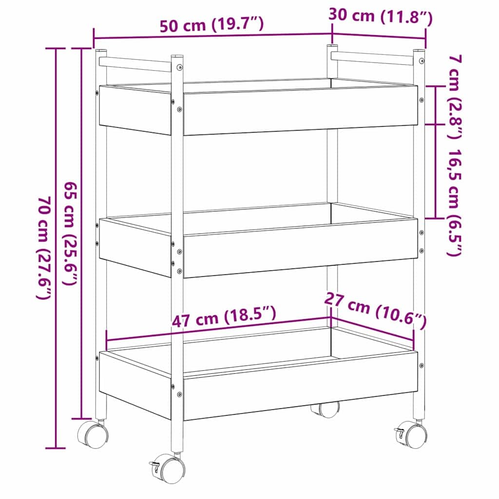 Keukentrolley Op Wieltjes - 4 Lagen - Opberg Trolley - Kunststo