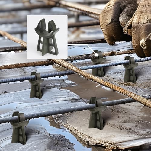 Strasee 50Pcs 2\" Snap Rebar Chairs Fit Rebar Size #3-#5 Heavy Duty Plastic Rebar Chair for Concrete Rebar Support Durable Rebar Stand Rebar Holder M076